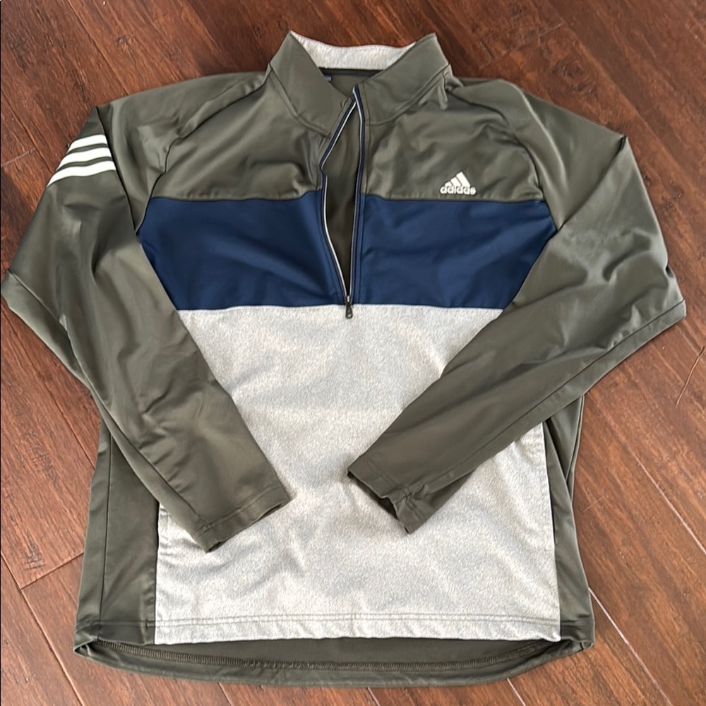 Adidas Golf Green and Gray 1/4 Zip
